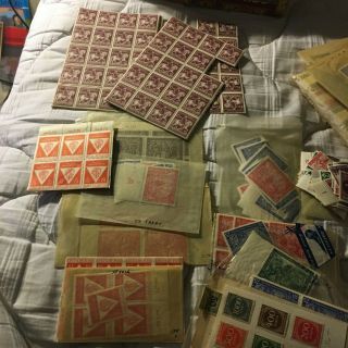 SHEETS WWII GERMANY THIRD REICH HITLER HEAD STAMPS officials cigar box full 9