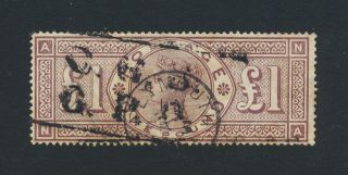 Gb 1884,  Sg 185 £1 Brown Lilac,  Vfu Cat£3000 (see Below)