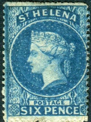 St Helena - 1861 6d Blue A Mounted Example Sg 2a