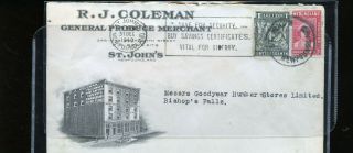 1940 Newfoundland Advertising Cache Slogan Cover R J Coleman Co710