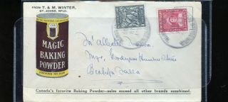 1939 Newfoundland Advertising Cache Cover T & M Winter Magic Baking Powder Co707