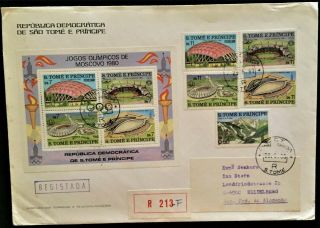 1980 Olympic Games Moscow Sao Tome & Principe,  Mi 637a - 640a,  Bl 43a,  R - Cover