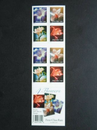 2000 Four Flowers - Cat 3457e Twenty 34 Cent Stamp 2 Sided Booklet Mnh Og