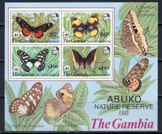 Gambia Wwf Butterfly Sheet Mnh Vf 110.  00