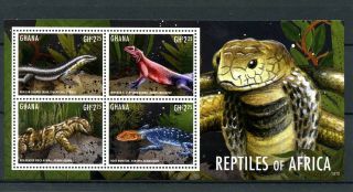 Ghana 2013 Mnh Reptiles Of Africa Ii 4v M/s Lizards Skink Agama Monitor Stamps