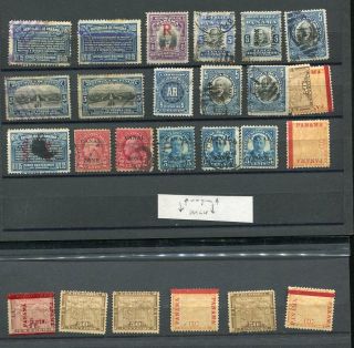 (SE357) Colombia maps Canal Zone old stamps 2 pages no res cancellations 2