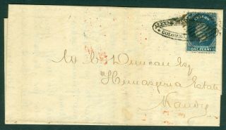 Sg 49 Ceylon 1863 - 65.  1d Deep Blue.  On Entire To Kandy 8th March 1865.