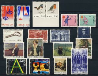 Norway.  1982 Commemoratives (798 - 815).  Never Hinged