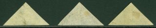 Cape of good hope triangular issues.  1853 - 64.  SG 1,  2,  3,  4,  5a,  5b,  6,  6a,  7,  7c,  8,  8b. 4