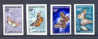 France Colony - Tchad Chad Mi 207/210 Imperf - Butterfly - Mnh Vf