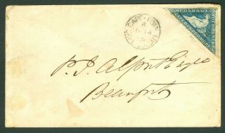 Sg 19b Cape Of Good Hope 1863 - 64.  4d Slate Blue.  On Envelope.  Good.