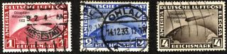 Germany Deutsche Luftpost Airmail Sc C43 - C45 Zeppelin Stamps Postage 1933