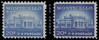 1047 1047a Monticello 20c Liberty Issue Color Variety Set Of 2 Mnh - Buy Now