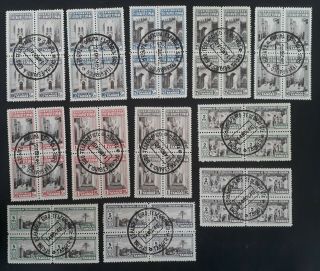 Rare 1946 Spanish Tanger (morocco) 12 Blocks Of 4 Telegraph Welfare Stamps