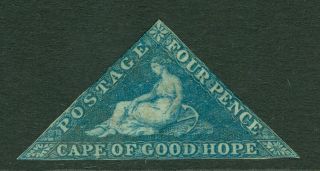 Sg 2 Cape Of Good Hope 1853.  4d Deep Blue.  Mounted,  Margins In Places.