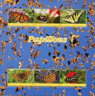 Chad 2017 Mnh Butterflies 6v M/s Monarch Butterfly Insects Stamps
