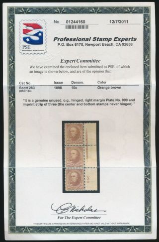 drbobstamps US Scott 283 MNH OG Stamp w/Clean PSE Cert SCV $450 3