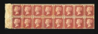 Gb Qv 1864 Sg43 1d Rose Red Pl 155 Fa - Gh Fine Block Of 16 With Inscription
