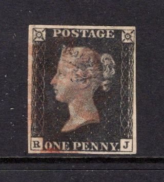 Great Britain 1840 Penny Black - - Sc 1 Cats $320.  00 4 Margins