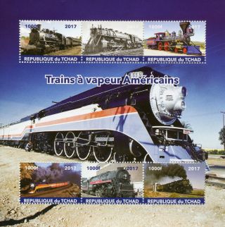 Chad 2017 Mnh American Steam Trains Engines Locomotives 6v M/s Railways Stamps