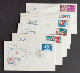 Russia 1964 Space,  6 Sign Covers Soviet Cosmonauts,  Cccp,  Ussr