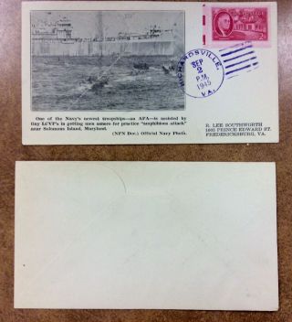 {BJ STAMPS} WWII Patriotic Cover Southworth Cachet V - J Day,  9/2/45 Navy Ships 2