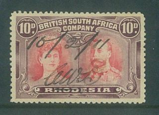 Rhodesia - 1910 10d Double Head Fiscal (sg149).  Scarce As Fiscal (es513)