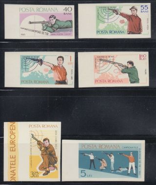 Romania 1965 Shooting Championship The Imperf Set Complete Never Hinged