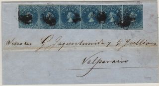 1855 - Recess By Narciso Desmadryl,  Horizontal Strip Of Six,  Santiago To Valpara
