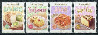 Singapore 2019 Mnh Traditional Confections Cakes Sweets 4v Set Gastronomy Stamps