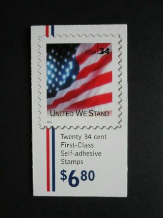 2001 United We Stand - Cat 3549bc,  D Bk287 Twenty 34 Cent Booklet Mnh