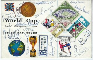 Great Britain 1966 World Cup Final Registered Cover Signed By 14 Players