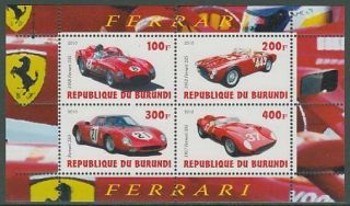 Ferrari Car Mnh M/s Of 4 Stamps Car44