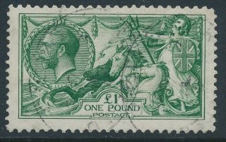 Sg 403 £1 Green (1913) Very Fine Light Oval Cancels.  Good Colour & Well.
