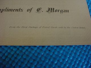 1873 US POSTAL BROWN LIBERTY CARD UX1 COMPLIMENTS OF CF MORGAN ENVELOPE CO MASS 6