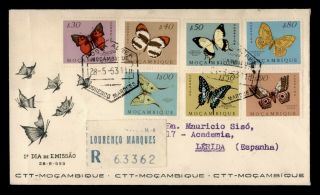 Dr Who 1953 Mozambique Butterfly Fdc Registered C134907