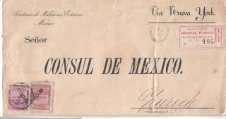 Mexico,  Cover,  Scott O15,  O18,  Mexico - Zurich,  Via Nueva York,  1898