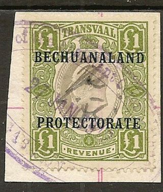 Bechuanaland Revenues 1907 Transvaal Kevii £1 Barefoot 20