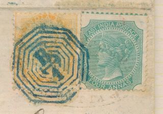 1867 INDIA COVER TO GENOA,  QV 6a PAID CALCUTTA A&O LINE VIA BRINDISI,  VF PIECE 3