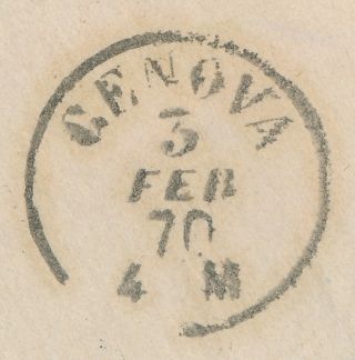 1867 INDIA COVER TO GENOA,  QV 6a PAID CALCUTTA A&O LINE VIA BRINDISI,  VF PIECE 7