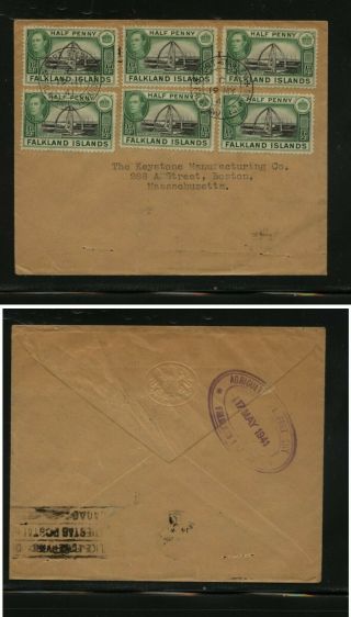 Falkland Islands 84 (6) On Cover To Us 1941 Jl0929
