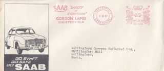 W 1638 Chesterfield Derbyshire March 1968 Saab Car Meter Cover,  Unsealed