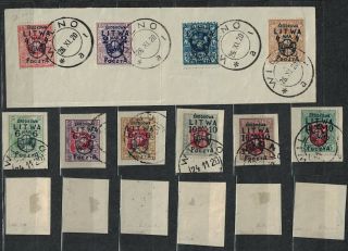Poland - Lithuania.  Fischer Ii 4 - 13.  Mail Of Central Lithuania.  On Pieces