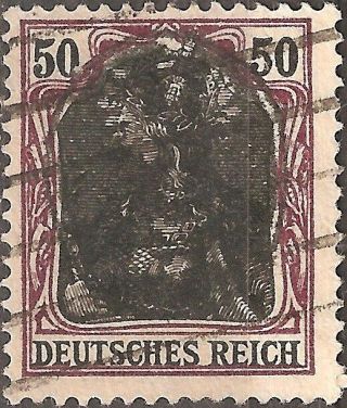 1919,  Poland 50 P Stamp Eagle Overprint Local Issue On German Empire Purple