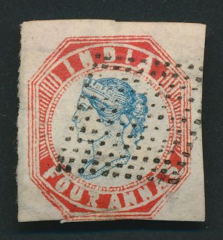 India Stamp 1854 1855 Qv 4a,  Head Die Iii Frame Die I Sg 21 Litho Error R £2250