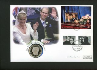 Gb,  Guernsey 1999 Royal Wedding Earl & Countess Of Wessex Mercury Coin Fdc £5