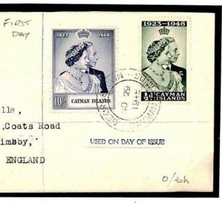 W483a Cayman Islands Fdc 1948 Silver Wedding First Day Cover Royalty High Value