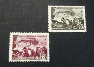 Nystamps Albania Stamp 430.  431 Og H $42