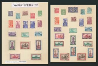 India 1949 Stamps Sg 309/324 Set H/lh & To Temple 15r,  2 Pages,  Vf