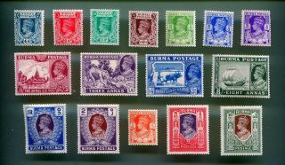 Burma 1938 Defs Of 16v Kgv Mnh Cv £225